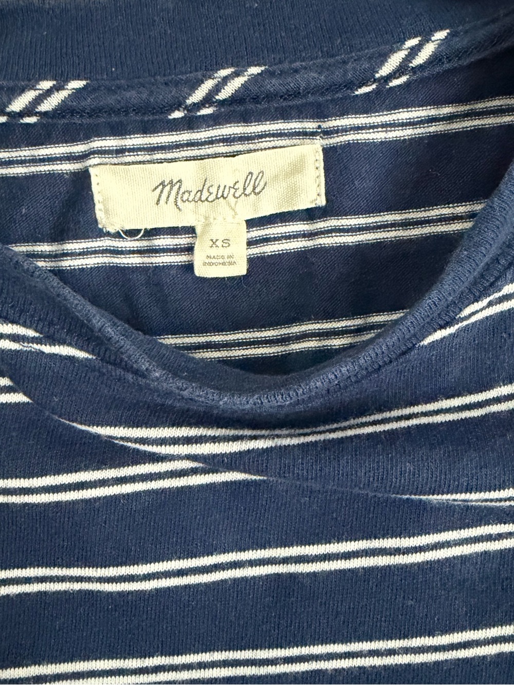 Madewell Navy and White Striped Short-Sleeve Mini Dress Women’s XS Nautical - Picture 6 of 6